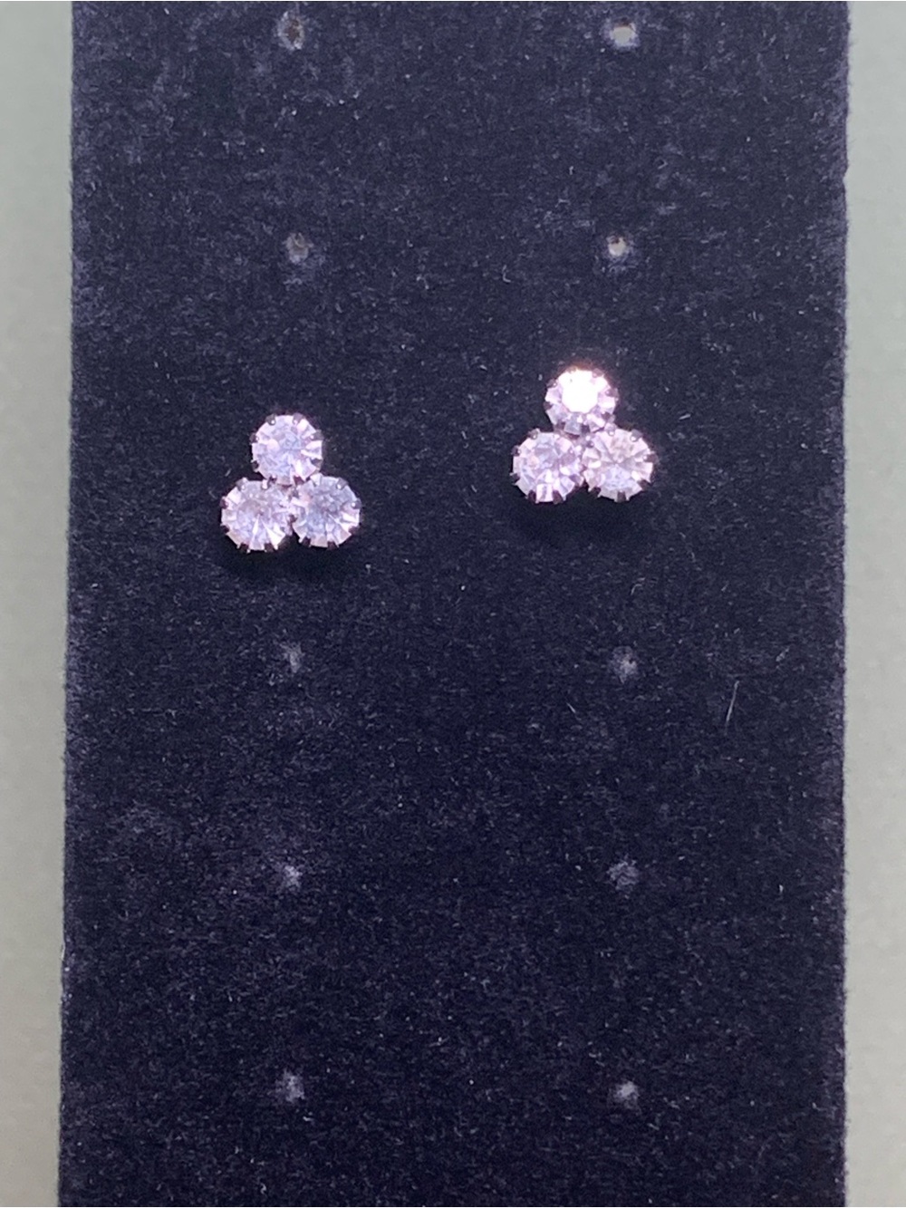 Crystal Trio Stud Earrings - White Sparkle